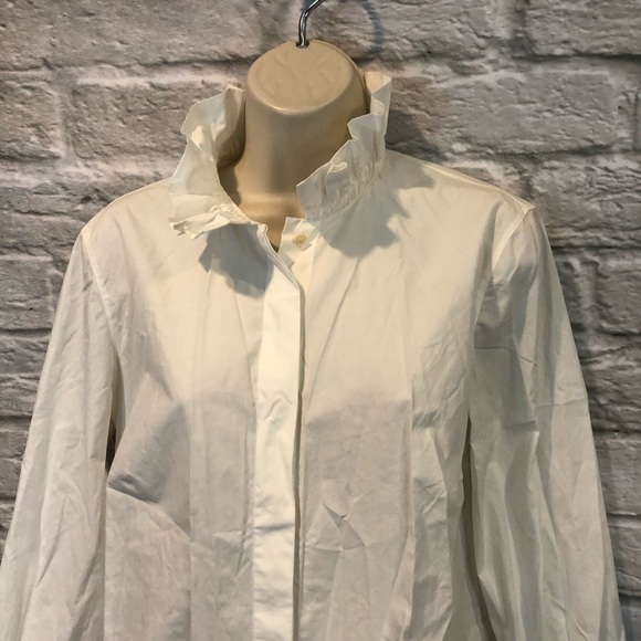 Akris Punto Women's US 10 Ruffled Turtleneck Blouse Top- Cream - Picture 4 of 13